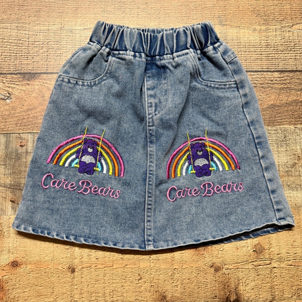 Care Bears Girls Denim Skirt Blue Medium Wash Rainbow Share Bear XL